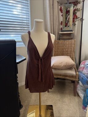 DKNY Sparkle Brown Sleeveless Tunic